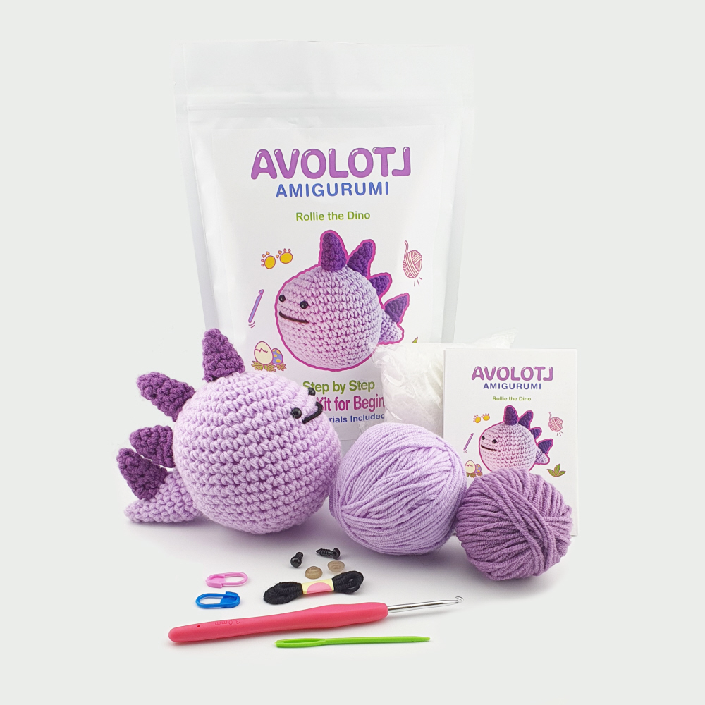 Rollie The Dino - Amigurumi Dinosaur Crochet Kit - AVOLOTL